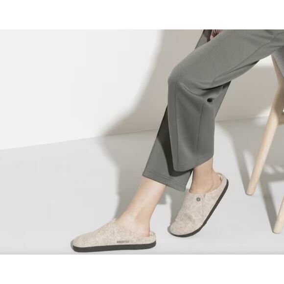 Birkenstock Shoes - Birkenstock Zermatt Shearling Wool Felt Slip on Mule Eggnog Color Women's 40